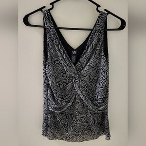 Women's Black and White Paisley Top